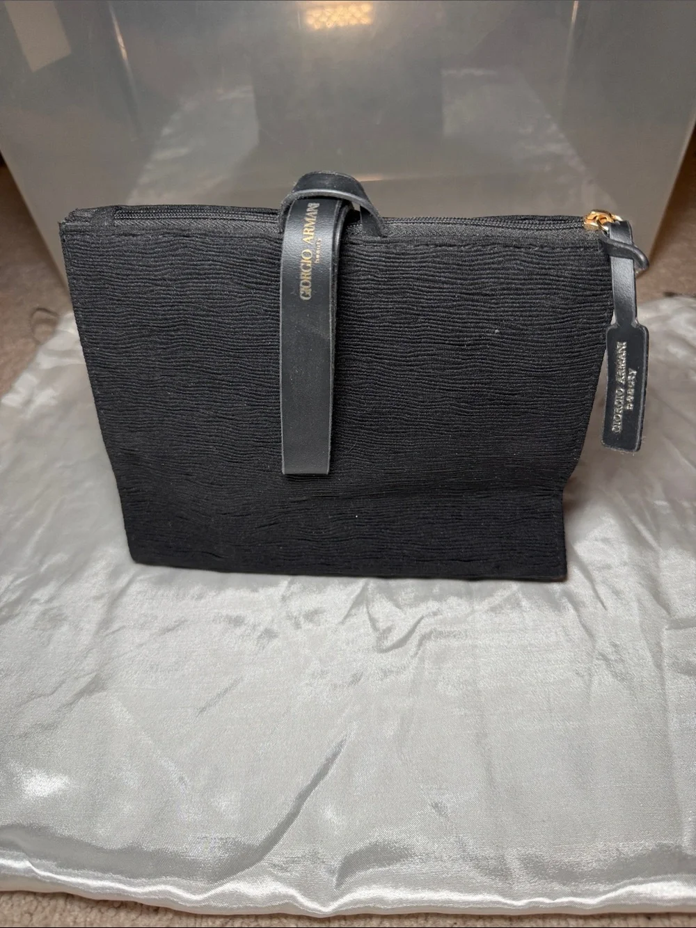 Giorgio Armani Black Textured Cosmetic Pouch